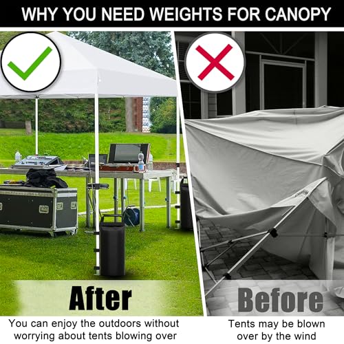 Canopy Weights Sand Bags for Weight Windproof Pop up Canopy Tent -(No Sand)-4 Pack-120LBS - color: Dark Black