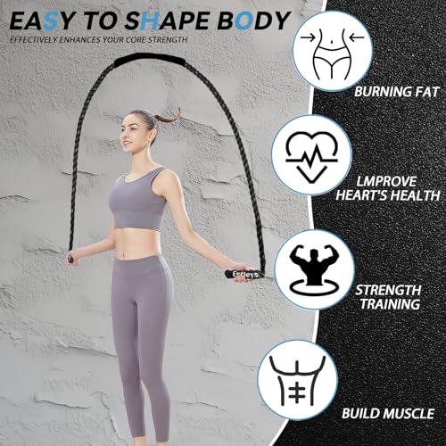 5lb Weighted Jump Rope for Men and Women, Adult Heavy Skipping Rope, Heavy Jump Ropes for Home Workout, Weight Loss, Shaping Body, Total Body Workout Equipment (Black Grey) - color: Black Grey