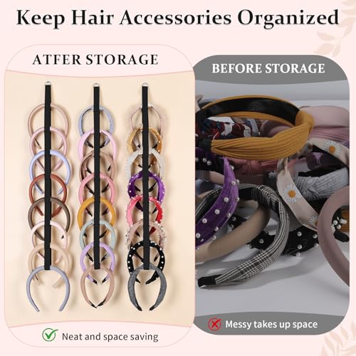 3 PCS Headband Holder Organizer for Girl,Hanging Hairband Storage for Women,Black Hair Hoop Display Hair Accessories Organizer Bedroom College Dorm Decor - color: Black-3pcs