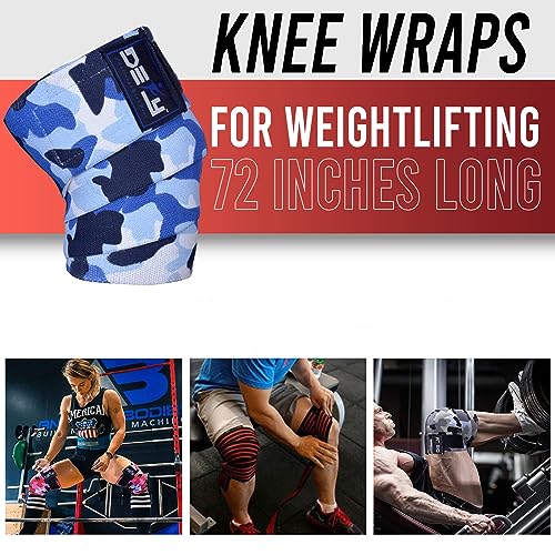 DEFY Knee Wraps for Weightlifting - Provides Knee Support for Powerlifting, Squats & Fitness Workouts - color: Blue Camo