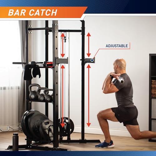 Marcy Strength Training Home Gym Cage with Pulley System for Weightlifting, Bodybuilding, Full Body Workout Equipment for Home Exercise - style: Power Tower Cage