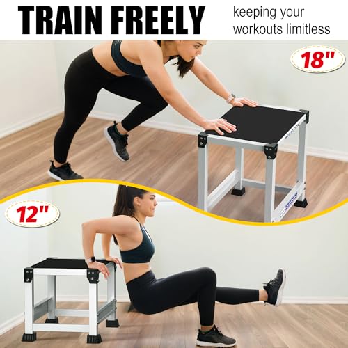 GanFindX Steel Plyo Jump Box, 12/18 Inch, White | Heavy-duty Steel Plyo Box For Home Gym. Builds Agility, Stamina, Conditioning & Strength. - size: 12 Inch