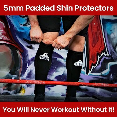 Bear Grips Deadlift Shin Guards - Breathable Gym Equipment Rope Climbing Shin Guard for Men and Women - Injury Prevention Calf Support Shin Guard Sleeves for Ultimate Shin Protection - color: Black, size: Large