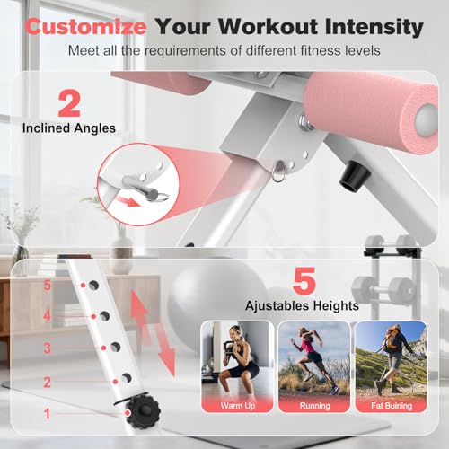 RELIFE REBUILD YOUR LIFE AB Workout Machine Adjustable Ab Trainer Machine Foldable Ab Cruncher Strength Training Equipment for Home Gym, Full Body Workout Equipment 440 LBS - color: Pink
