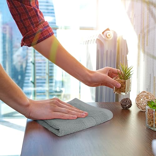Utopia Towels 12 Pack Premium Wash Cloths Set, 12 by 12 Inches, 100% Cotton Ring Spun, Highly Absorbent and Soft Feel Essential Washcloths for Bathroom, Spa, Gym, and Face, Cool Grey - color: Cool Grey, size: 12 Wash Cloths