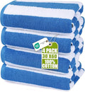 Utopia Towels Pack of 4 Cabana Beach Towels, Oversized 30 x 60 Inches Cotton Beach Towel Set, Smooth Ring Spun Texture for Pool and Swim Days, Modern Striped Design Bath Towels, Blue - color: Blue, size: 30 x 60 - 4 Pack
