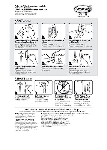 Command Medium Designer Hooks, 2 Hooks and 4 Strips, Damage-Free Hanging Wall Hook with Adhesive Strips, Adhesive Hooks for Hanging Back to School Dorm Organizers, Holds up to 3 lb