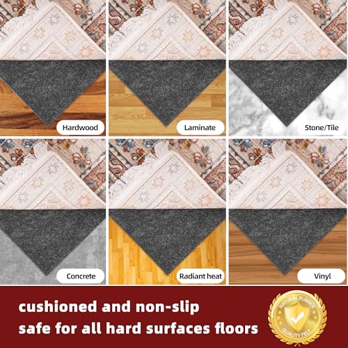 BAGAIL Felt and Natural Rubber Backing Rug Pads 1/4” Thick, 5 x 7 Ft Non Slip Carpet Gripper Keep Rugs in Place, Under Area Rug Protective Cushioned Pads, Carpet Runners, Hardwood Floors Protection - size: 5' x 7' (Rectangular), style: 1/4" Thick