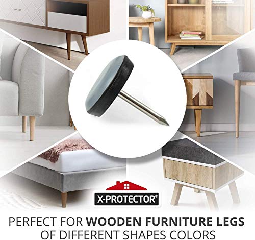 Chair Glides X-PROTECTOR – 1" Furniture Glides 40 pcs – Grey Nail-on Chair Sliders – Premium Chair Leg Floor Protectors – Slide Effortlessly with Chair Leg Pads That Protect Your Floor! - size: 1" 40 PCS Grey