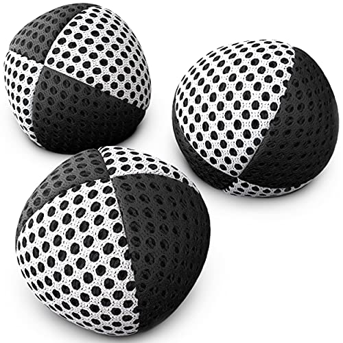 speevers Juggling Balls for Beginners and Professionals Set of 3, 14 Colors Available, 2 Layers of Net and Carry Case, Xballs Juggling Balls (Black - White, 3.9 oz) - color: Black - White, size: 3.9 oz