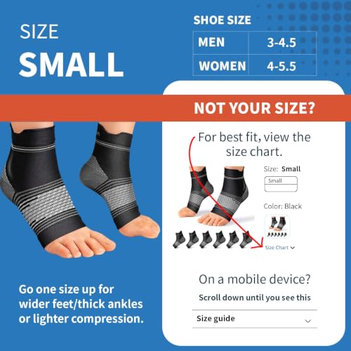 6 Pairs Compression Socks Men & Women Ankle Brace Plantar Fasciitis Socks | Ankle Compression Sleeve with Arch Support for Plantar Fasciitis Relief, Achilles Tendonitis Relief, Heel Pain & Swelling - color: Black(6 Pairs), size: Small (6 Pair)