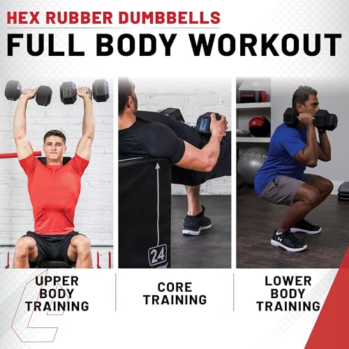 Lifeline Fitness Hex Dumbbells, Rubber Wrapped Hex Dumbbells, Premium Quality, Ergonomic Knurled Handle, Dumb Bells for Exercise, Home Gym Exercise Weights - style: 15 lb