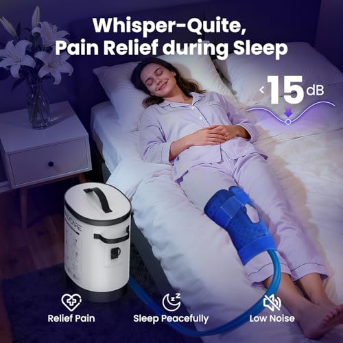 ONLYCARE Cold Therapy Machine, Ice Machine for Knee After Surgery | Portable Ice Therapy Machine with Quiet Pump, Large Cold Pad for Ankle, Arm Joints, Sports Injuries, Cryotherapy Pain Relief - color: Gray
