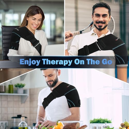 Comfytemp Shoulder Ice Pack Wrap Shoulder Brace, Gel Cold Compression Sleeve for Injuries Reusable Arm Rotator Cuff Pain Relief, Therapy Recovery Items for Men Women, 2 Gel Ice Packs - color: Black - 2 Gel Pack + 1 Brace