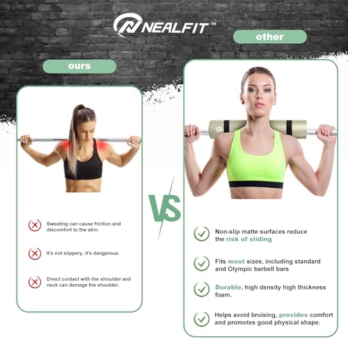 NEALFIT Barbell Pad Squat Pad for Squats—Squat Bar Pad—Great for Weightlifting,Lunges and Hip Thrusts—Foam Sponge Pad—Fit Standard and Olympic Bars Perfectly - color: Milk Tea