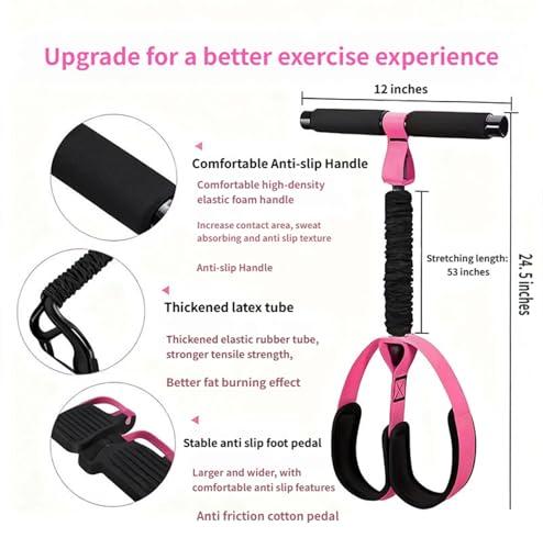 Multifunction Pedal Resistance Band with Handle,Tube/Petal/Foot/Full Body Resistance Bands with Handles,Multifunctional Foot Pedal Resistance Band,Leg Raise Straps. - color: Purple 55lbs
