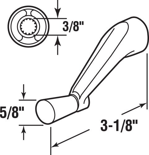 Prime-Line H 4106 Spline Socket Crank Handle, White | Smooth 360-Degree Operation, Single Pack - color: White, size: 1 Count (Pack of 1)
