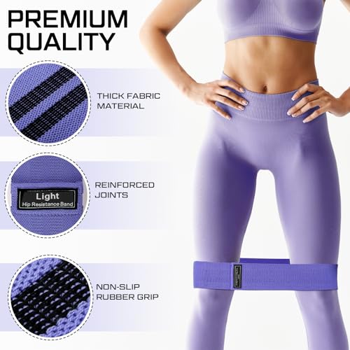 12 Pcs Fabric Resistance Bands for Working Out Non-Slip Booty Exercise Loop Bands for Women Men Glutes Hip Thigh Butt Yoga Pilates Fitness Gym, Light Medium Heavy - color: Dark Purple, style: Heavy Resistance