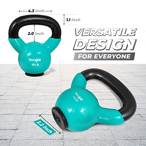 Yes4All Kettlebells Rubber Base, Kettlebell Set for Women, Strength Training Kettlebells Weights (10-65 lbs) - color: B. 10LB - Mint