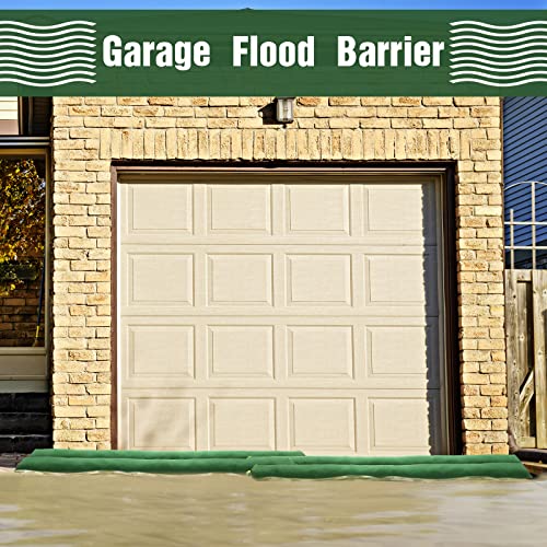 Threan 8 Pcs 11ft Sandbags for Flooding, Flood Prevention Sand Tube Bags Thickened Canvas Reusable Rain Wind Flood Barrier with Elastic Band Water Barrier Tube for Door Garden Rain Control, Green - size: 11ft