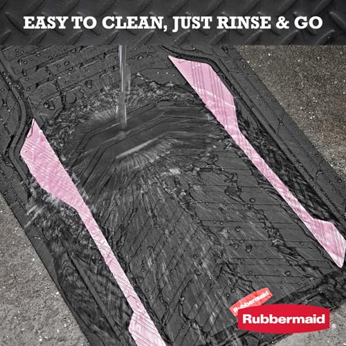 Rubbermaid Car Floor Mat, Heavy Duty All-Weather Car Mats Full Set with Dual-Tone Pink Aluminum Inserts – Universal Fit, Anti-Slip Backing, Trim-to-Fit for Most SUV, Sedan, Van - color: Pink