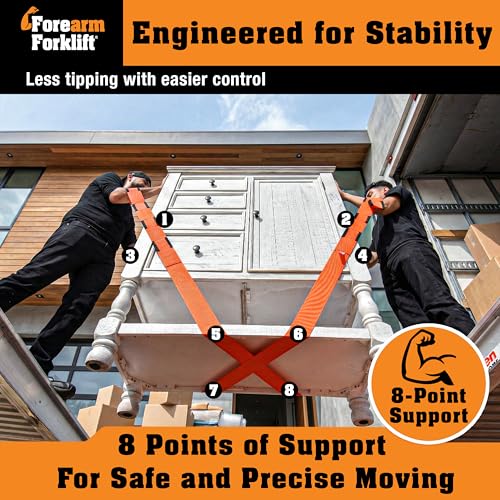 Forearm Forklift Furniture Moving Straps – 2-Person Lifting Strap for Moving Furniture, Appliances, Heavy Duty Carrying for Heavy Objects up to 800 lbs, Orange - color: Orange