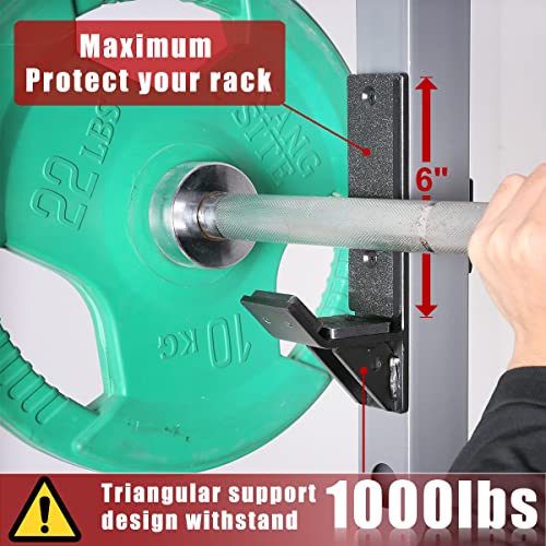 SYL Fitness J-Hooks for Squat/Power Rack - Available in 2"x2" and 3"x3", Heavy Duty J-Cups Barbell Holder with UHMW Pads - color: For 2"x2" Rack with 1" Hole