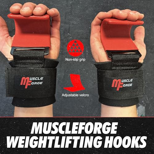 Weight Lifting Hooks for Men & Women - Heavy Duty Lifting Wrist Straps with Hook Grips for Weightlifting - Gym Grips for Weight Lifting, Pull Ups & Deadlift Support