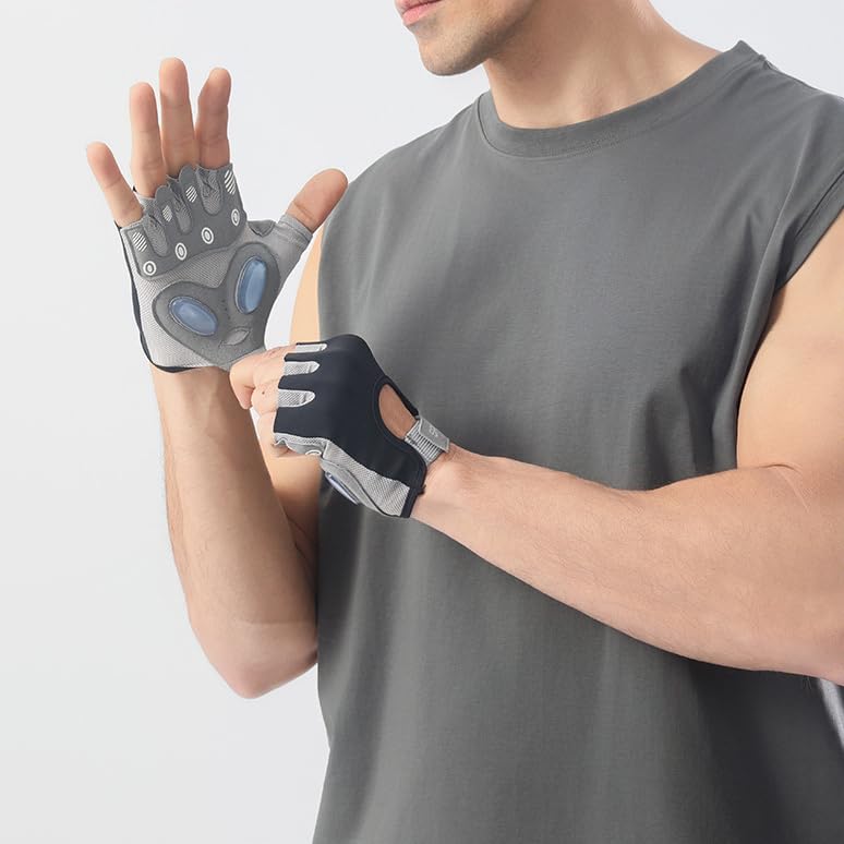 FGSS Workout Gloves for Men Women Exercise Gloves for Weight Lifting Fitness Cycling Gym Training with Grip Cushion Pads - color: Black