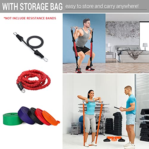 DASKING Detachable Resistance Bands Bar 30"/35.4"/38.5" Length Max Load 500LBS for Home Gym Full Body Workout Fitness Bar - style: Total Length:75cm/30"