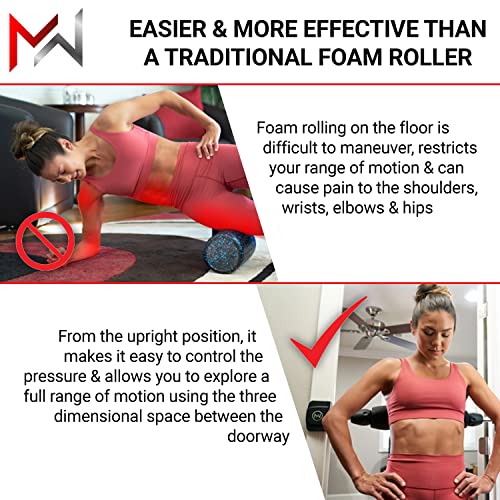 Pro Series- Stand Up Door Mounted Textured Foam Roller for Deep Tissue Massage & Muscle Recovery for Exercise, Includes 4 Trigger Point Attachments - style: Pro Series