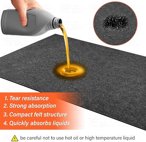 60 X 72 In Garage Floor Mat Under Car,Oil Spill Mat,Premium Maintenance mat | Waterproof Rubber Backing Layer Protects Garage Floor Surface - size: GFM-60x72IN