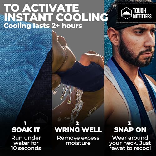 Tough Outdoors Cooling Towels for Neck Face - Neck Cooling Towel for Hot Weather Yoga Sports Golf Sweat - Instant Cold Towel - 3 Pack - color: Light Blue/ Green/ Red, size: 3 Pack