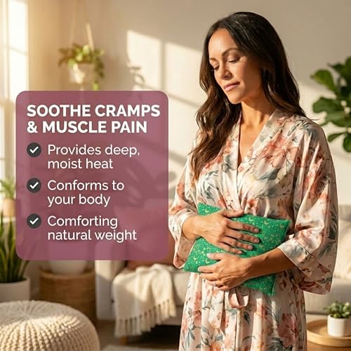 Nature's Approach Basic Herb Pack Heating Pad, Green | 12-herb aromatherapy rice & flaxseed fill for hot or cold therapy on neck, back, shoulders & more - style: Celestial Green