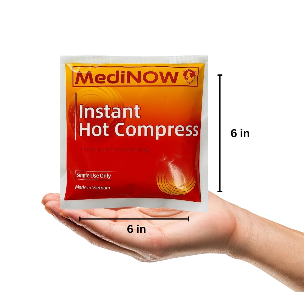 MediNOW Instant Hot Pack 6” x 6” [36 Pack] Disposable, Heat Packs for Pain Relief, Sore Muscles, Cramps, Muscle Spasms – Travel Hot Compress for Sports, First Aid - size: 6 x 6