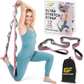 Gradient Fitness Stretching Strap for Physical Therapy, 12 Multi-Loop Stretch Strap 1.5" W x 8' L, Neoprene Handles, Physical Therapy Equipment, Yoga Straps for Stretching, Leg Stretcher. - color: Pink/Grey