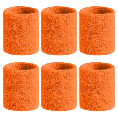 BEACE Sweatbands Sports Wristband for Men & Women - Moisture Wicking Athletic Cotton Terry Cloth Sweatband for Tennis, Basketball, Running, Gym, Working Out - color: Orange