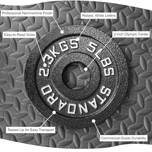 Steel Olympic Plates 35LB Set - Olympic 2 inch Premium Coated 2x of 10lb, 5lb, and 2.5lb Weights for Home or Commercial