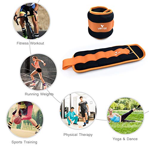 Ankle/Wrist Weights for Women, Men, Kids - Arm Leg Weights Set with Adjustable Strap - Running, Jogging, Gymnastic, Physical Therapy, Fitness - Choice of 1 lb 2 lbs 3 lbs 4 lbs 6 lbs 8 lbs 10 lbs - style: 6 lbs pair (3 lbs each), Orange