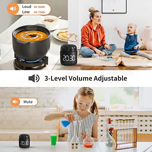 Digital Kitchen Timer,Countdown Countup Timer with Large LED Display Volume Adjustment,Timer for Cooking, Classroom Time for Kids and Teachers. (Black) - color: Black