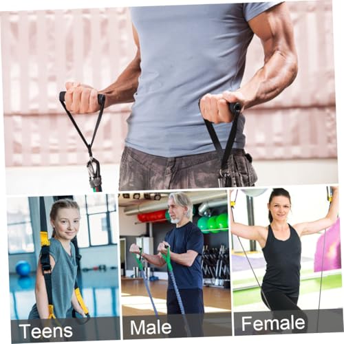 Garneck 4pcs Resistance Band Handles Plastic D Ring Exercise Strap Foam Handle Band Fitness Equipment for Home Gym Overhead Strength Training Stretching Black - color: 4pack