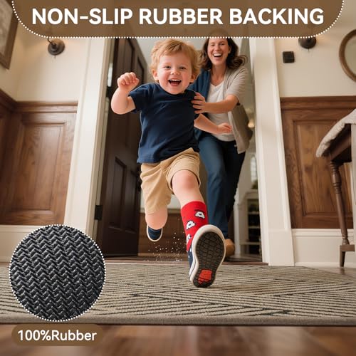 Door Mat Indoor Outside Entrance 24"x71", Low-Profile Non Slip Outdoor Inside Doormat Entryway Mat, Dirt Resistant Absorbent Front Porch Welcome Entry Mats, Washable Easy Clean, Brown - color: Brown, size: 24"x71"