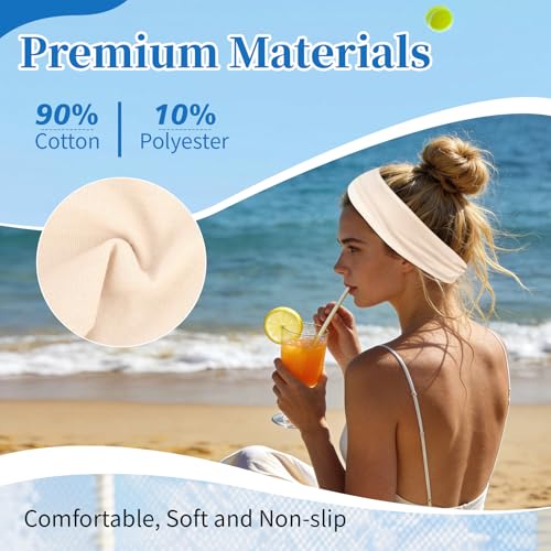 YARIEW 6Pcs Headbands Paisley Bandanas Head Bands Sweat Band Hair Wrap Headwrap Fashion Boho Wide Thick Workout Yoga Elastic Headbands Mens Cooling Running Sports Headband Sweatbands for Women and Men - color: Beige, Light Gray, Burgundy, Brown, Dark Gray