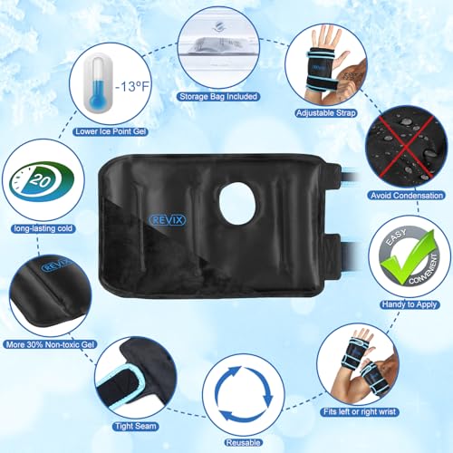 REVIX Hand Ice Pack Wrap for Discomfort Reducing, Reusable Gel Ice Pack for Wrist Relaxation, Promoting Flexibility and Mobility by Cold Compression Therapy, Black - style: Black