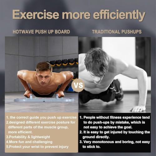 HOTWAVE Push Up Board, Portable PushUp Board, Foldable 20 in 1 Push Up Bar | Multifunctional Pushup Handles for Floor, Professional Strength Training Equipment For Men and Women at Home Gym - color: Grey