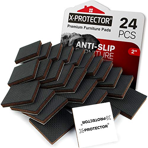 X-PROTECTOR Non Slip Furniture Pads – 24 pcs Premium Furniture Grippers 2"! | Best SelfAdhesive Rubber Feet Furniture Feet – Ideal Non Skid Furniture Pad Floor Protectors – Keep Furniture in Place! - size: 24 Square 2"