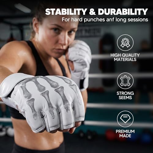 Generic 2 Pairs MMA Gloves Martial Arts Bag Gloves Boxing Fight Gloves Kickboxing Gloves for Sparring - color: Black and White