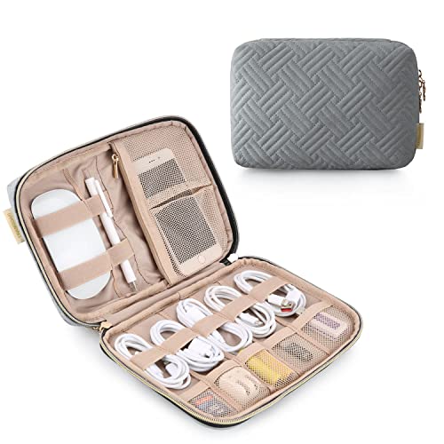 BAGSMART Electronics Organizer Travel Case, Travel Cable Organizer Bag for Travel Essentials & Accessories for Women, Cord Organizer for Phone, SD Card, Grey - color: G-Grey
