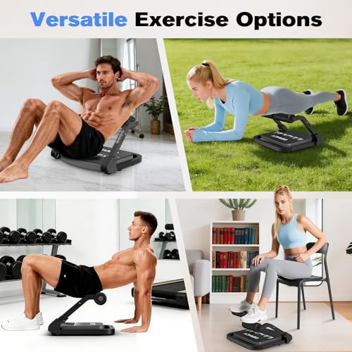 DERACY Sit Up Exercise Equipment, Adjustable Ab Machine, Multi-Functional Sit Up Machine, Ab Workout Equipment, Ab Trainer Machine for Women Men - color: Gray - Black