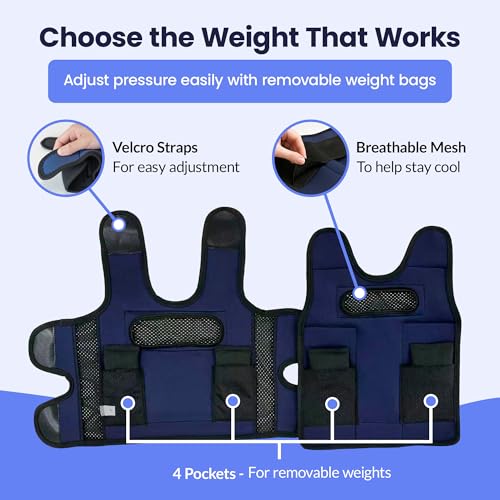 Sereni Weighted Calming Vest for Kids,Therapy Compression Vest w/Adjustable Weights, Sensory Vest for Emotional Regulation - size: Large